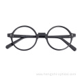 Men Women Black Round Acetate Frame Optical Eyeglasses Glasses